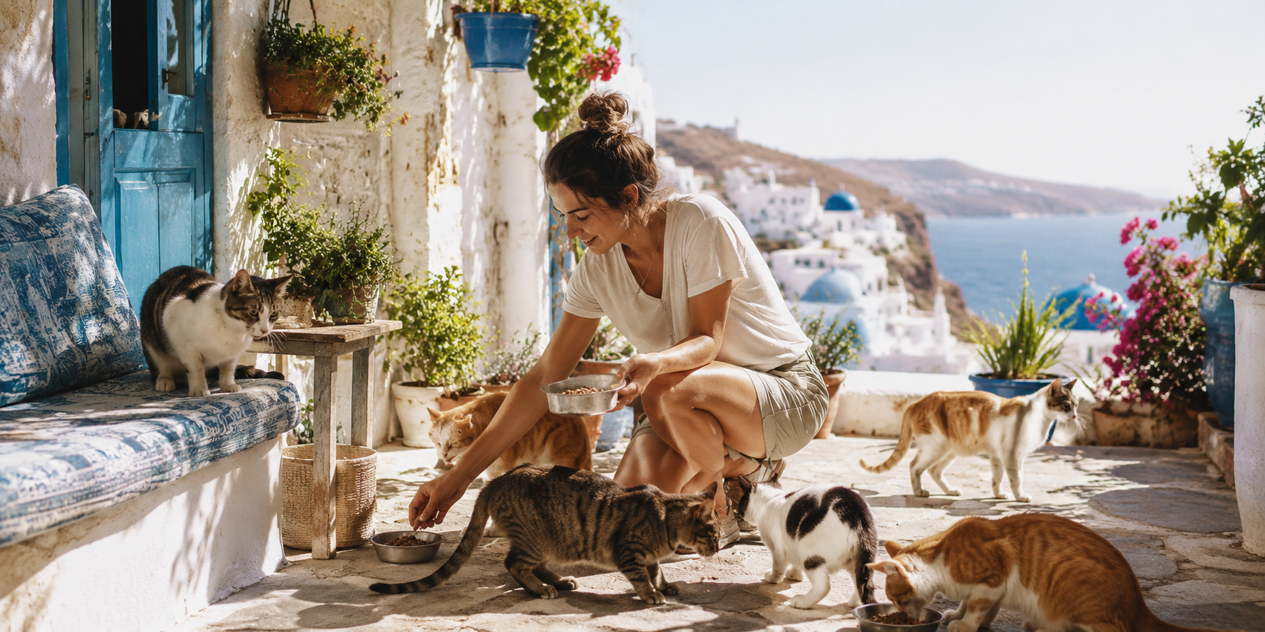Una isla de Grecia busca voluntarios para cuidar gatos y ofrece alojamiento gratis en 2027
